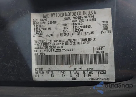 1999 Ford Expedition Eddie Bauer/Xlt from USA, damaged, VIN 1FMRU17LXXLC50741